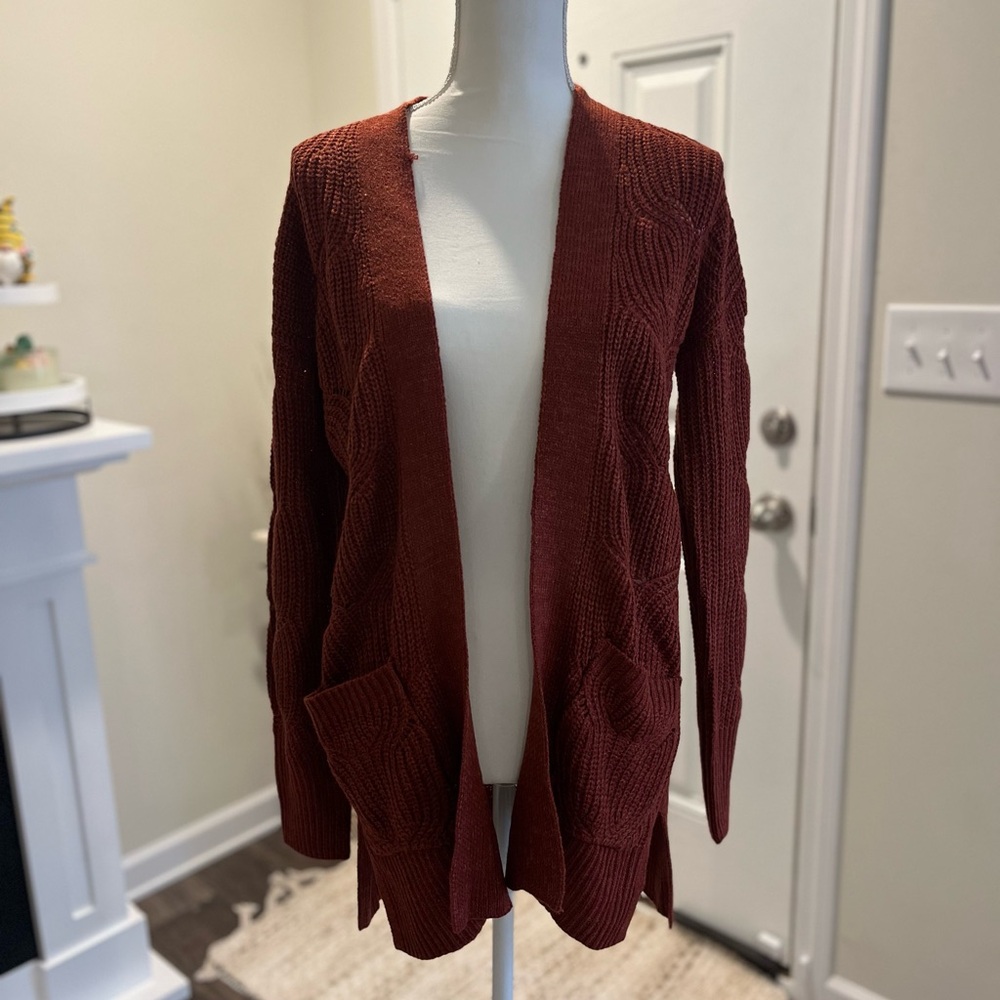 Women’s SO red knit cardigan size small